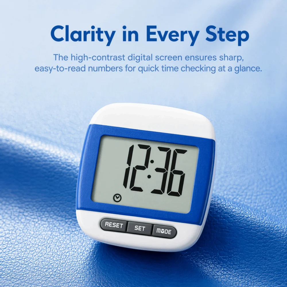 ABS Digital Pedometer Step Distance Calorie Tracking Compact Size Walking Pedometer Digital Display Easy Button Control