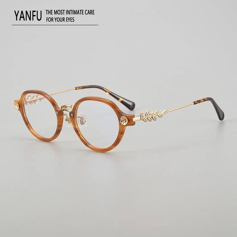 

High Quality Acetate Tortoise Personality Oval Glasses Women Trend Frames Men Optical Reading Eyeglasses Myopia Eyewear 146mm