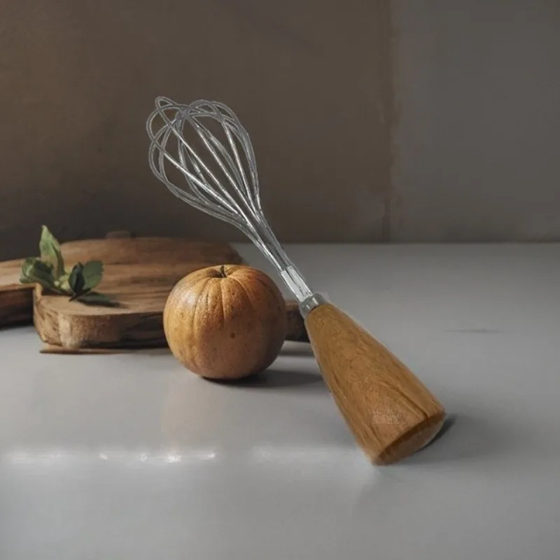 

1 шт., ручной миксер для яиц из нержавеющей стали с деревянной ручкой, миксер для яичного крема, мини-кухонный бытовой торт