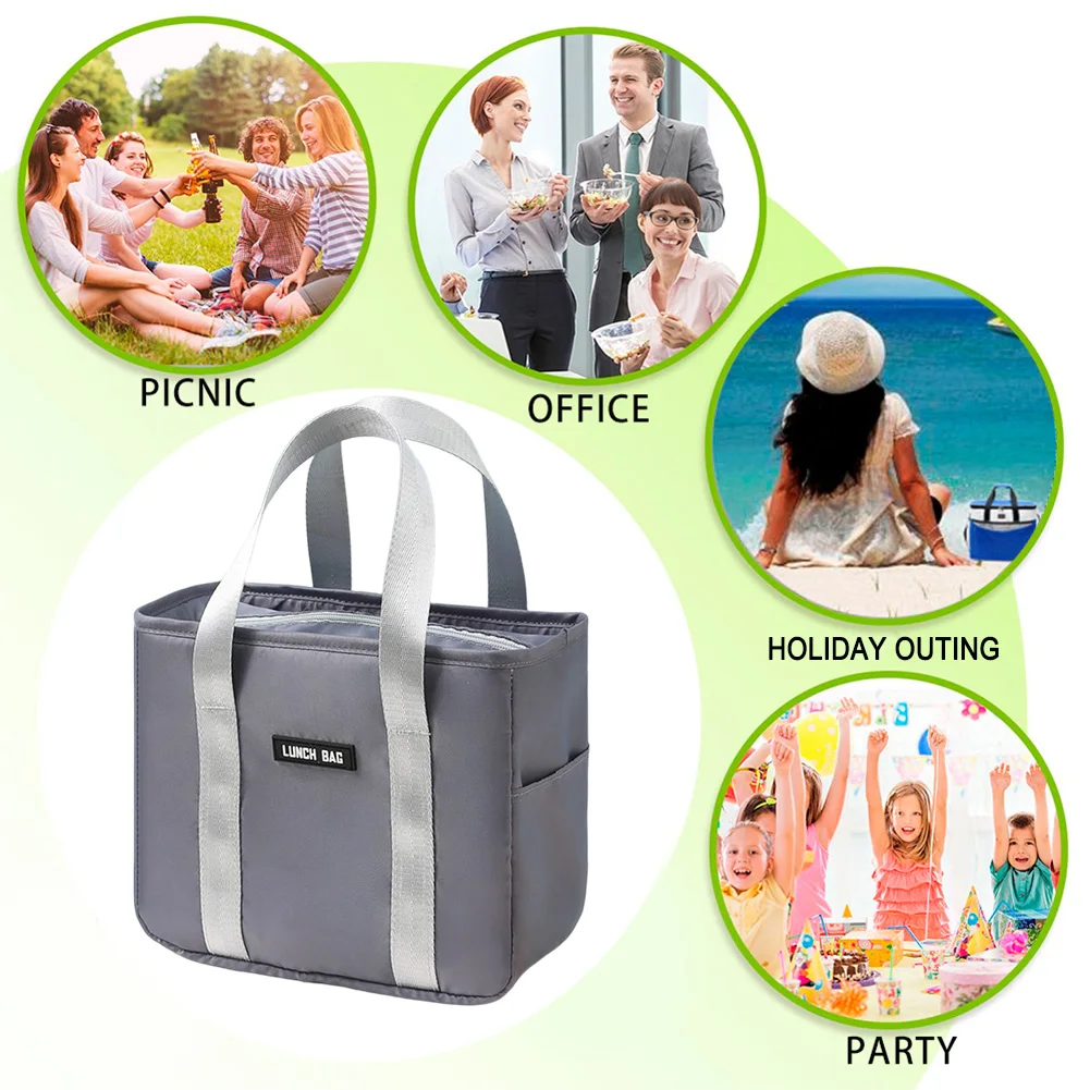 Portable Round Lunch Bag New Thermal Insulated Lunchbox Tote Cooler Handbag Bento Pouch Dinner Container School Food Storage Bag