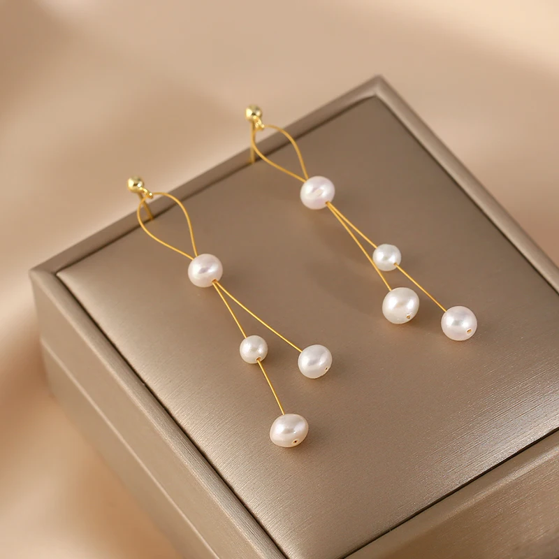 

Lii Ji Real Pear Tassels Drop Earring Women Birthday Wedding Earring Gift Jewelry