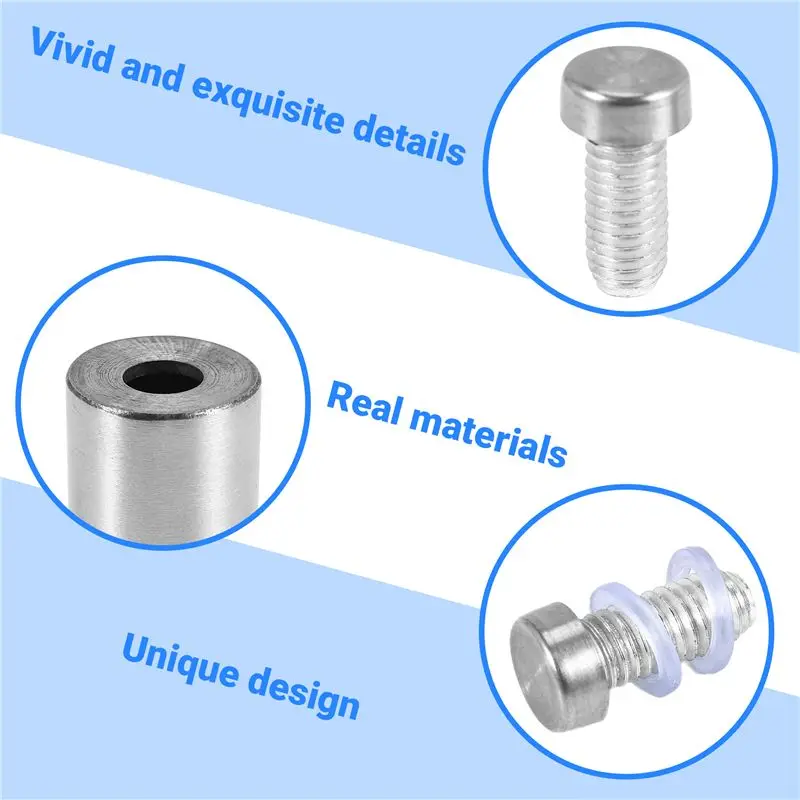 AS60-60Pcs Sign Standoff Screws Advertising Screws Stainless Steel Wall Standoff Mounts Glass Acrylic Nail For Glass Artwork