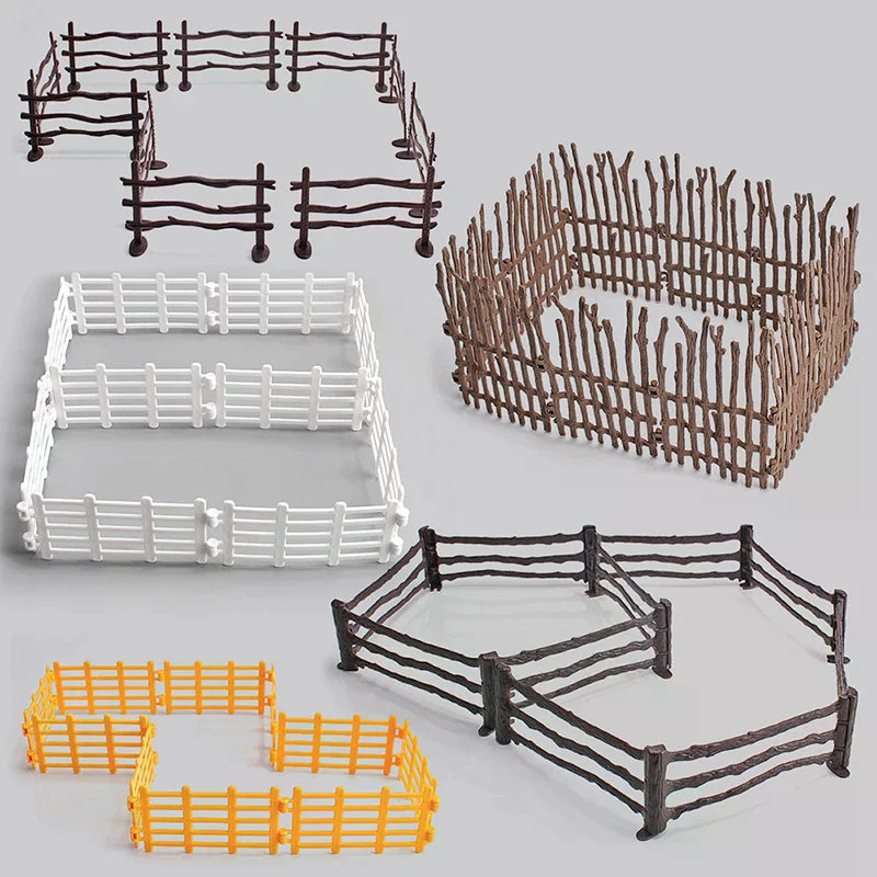 DIY Kids Toys Simulation Animals Farm Poultry Fence Models Pasture Zoo Figurines Captive Fence Wild Wolf Guardrail