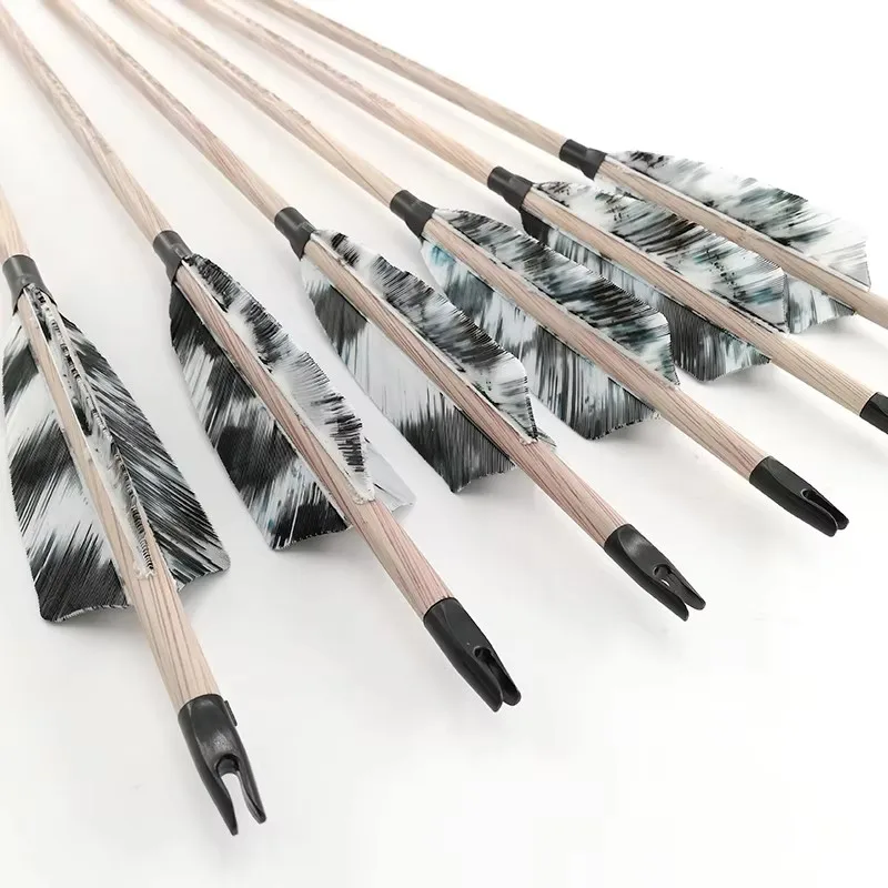 

Archery Carbon Arrows Spine, Wooden Coating Shafts, Turkey Feather Compound Bows Recurve Bow, Hunting, 400, 500, 600 6/12Pcs 1