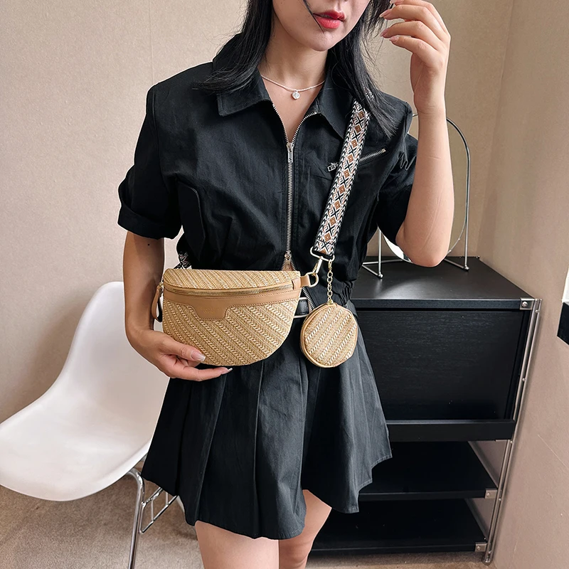 Crossbody Bag for Women Casual Fashion Solid Color PU Leather Chest Bag Female Luxury Brands Designer Wide Strap Purse