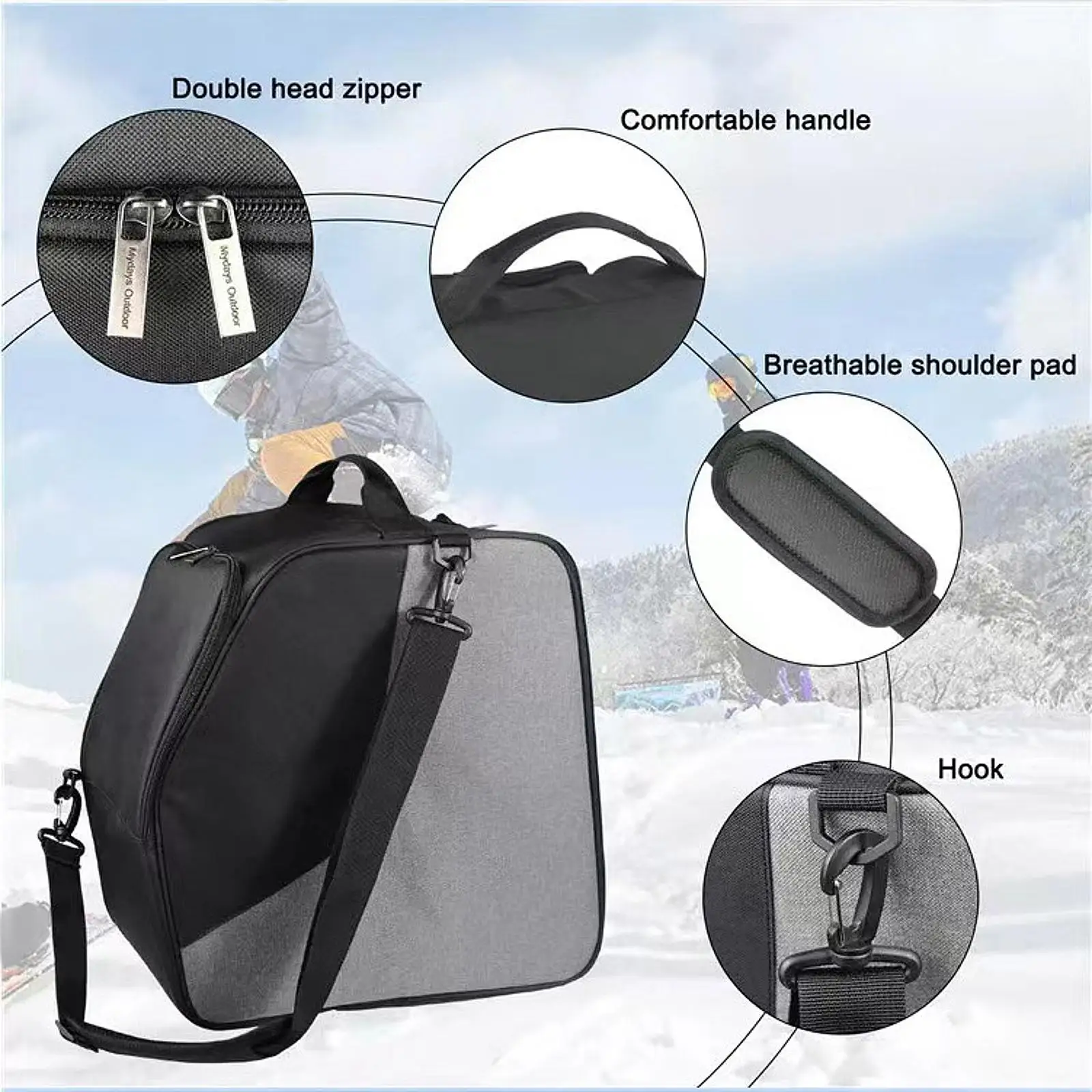 Ski Boot Bag Snowboard Bag Separate Compartments Carrying Bag Handbag for Skiing Boots Outdoor Activities Winter Sports