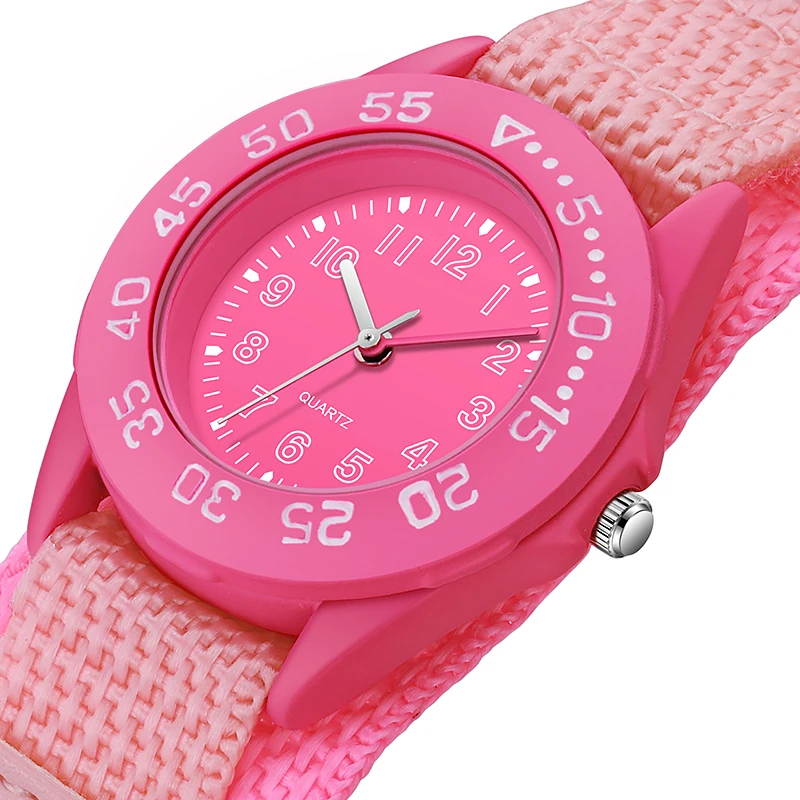 Rotating Bezel Sport Watch For Girls 31mm Dial Nylon Velco Straps Childern\'s Gift