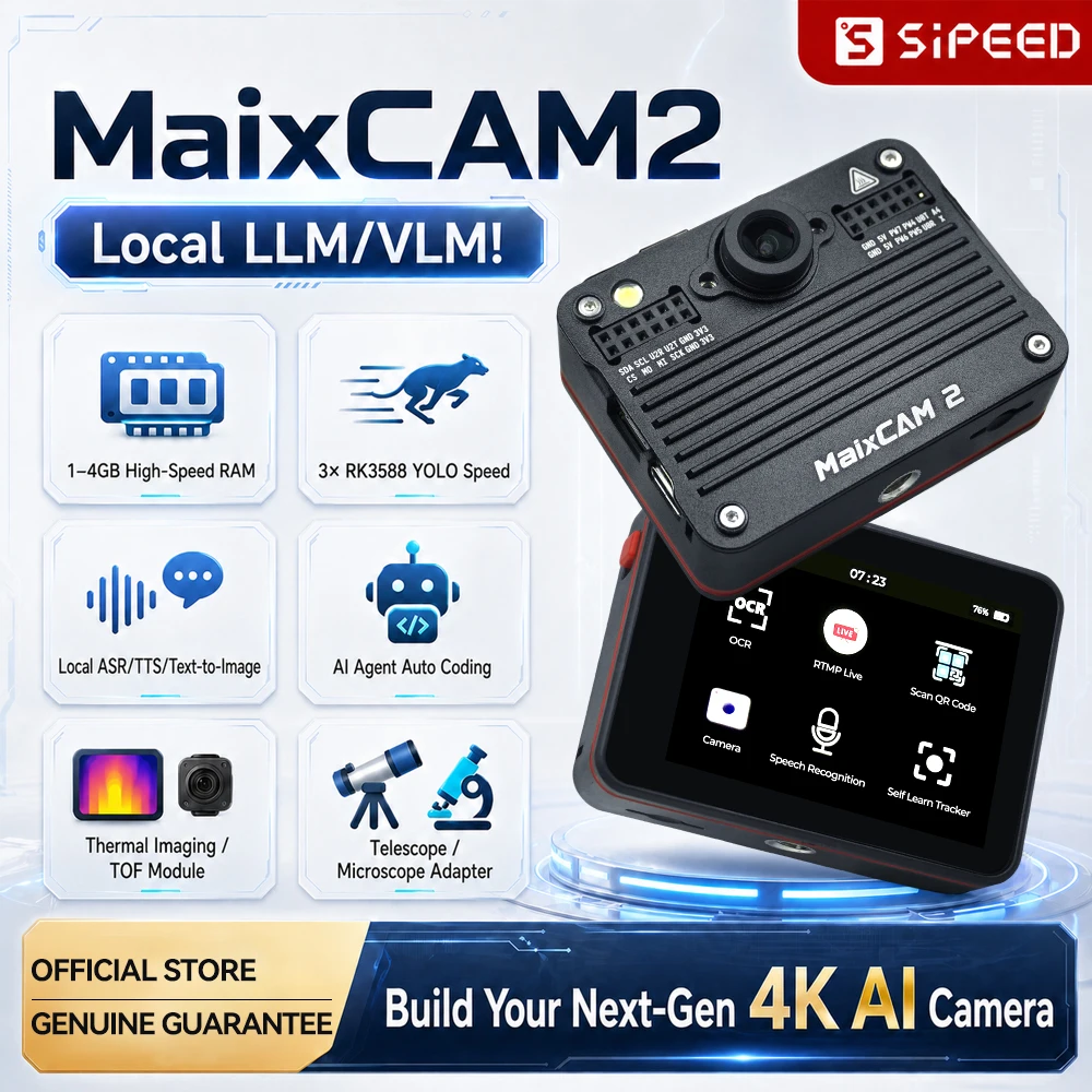 Sipeed MaixCAM2 AI Visual Camera Image Development Board Local LLMs OPENCV VLM YOLO PMOD Interface Support Thermal ToF Modul