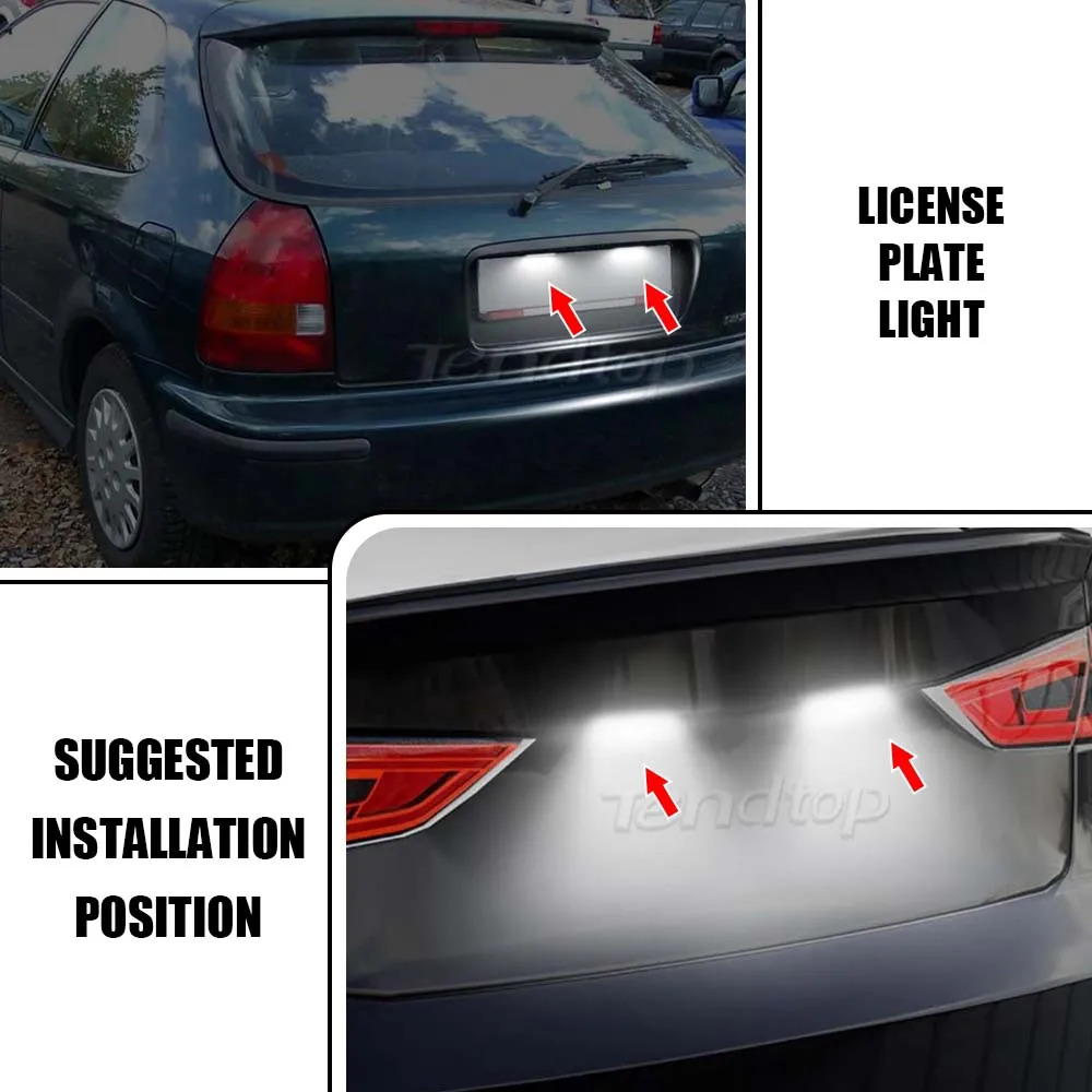 2 Pcs LED Car License Plate Light Highlight Lamp Auto Accessories  For Honda  Civic Coupe EJ EK EM EK9 EK4 Hatchback