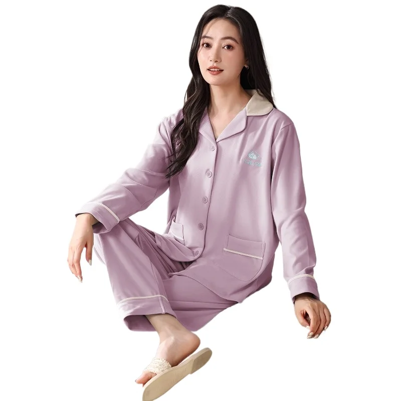 Women's Long Sleeves Lazy Autumn and Winter German Velvet Thickened Warm Slack Middle-aged Mother Thin Velvet Loungewear Pajamas