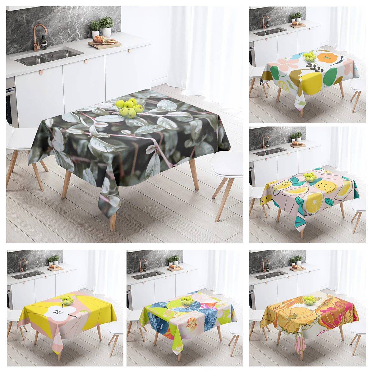 Home tablecloths for dining decoration and rectangular table accessories waterproof cloth Anti-stain restaurant abstract plant