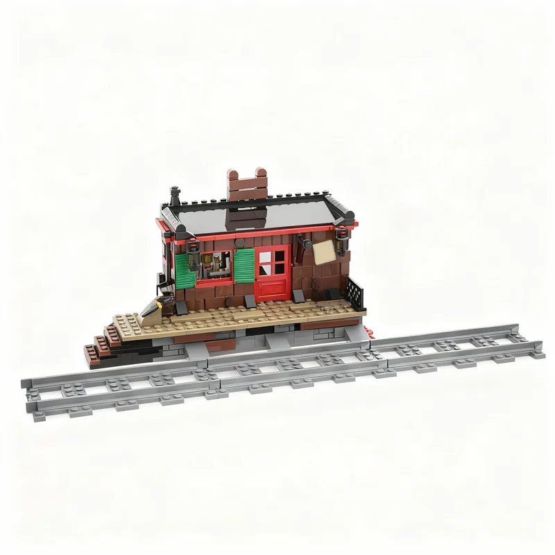395pcs MOC Western Wild West Train Station Cowboys Legoredo Model Building Blocks Construction Kids Idea DIY Christmas Gift Toys