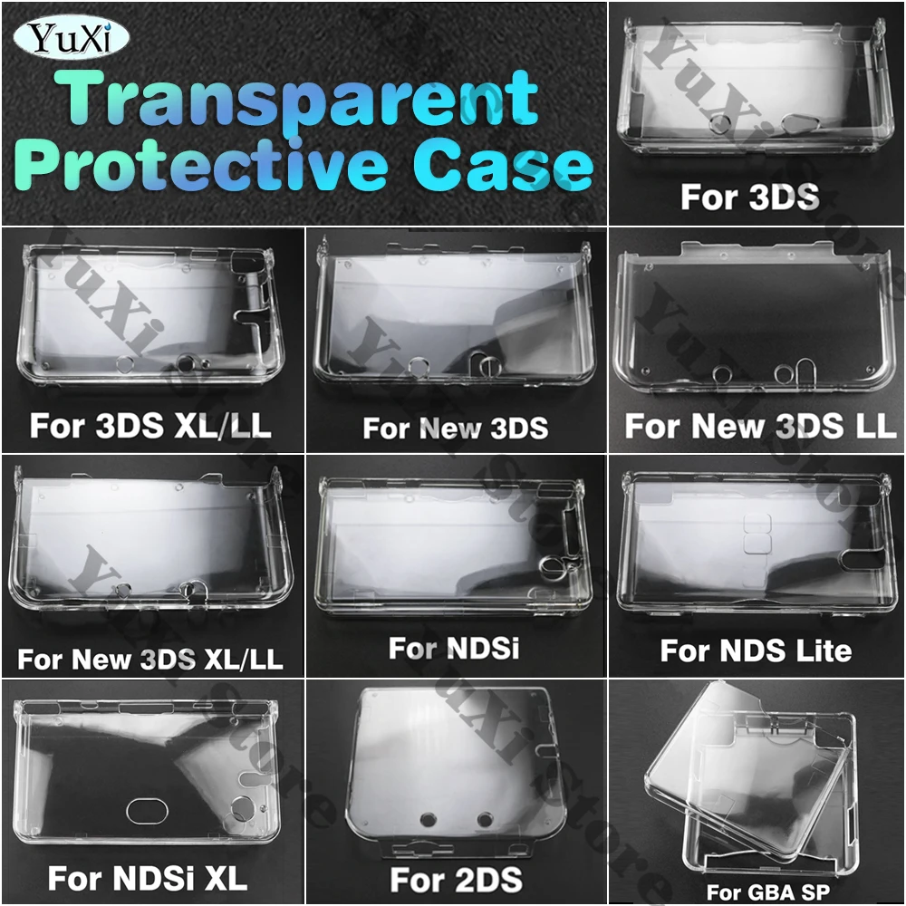 

Clear Protective Case For New 3DS XL LL 2DS GBA SP Plastic Skin Case Cover Hard Shell For NDS Lite NDSi XL LL Transparent Cover