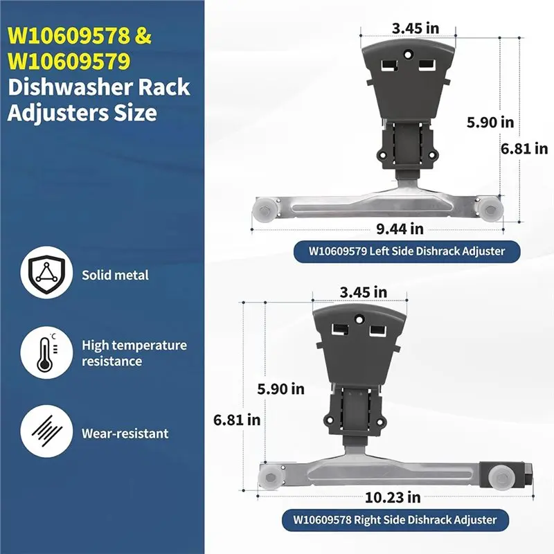 ABUD-WPW10609578 WPW10609579 Dishwasher Rack Adjusters For Whirlpool Maytag Dishwasher Rack Adjuster Right Left Side Parts - view 6