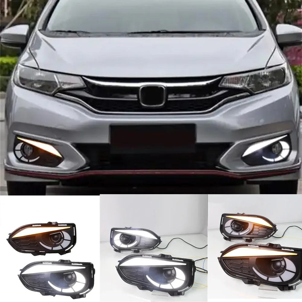 Led Drl Daytime Running Light For Honda Jazz/Fit 2017 2018 2019 Fog Lamp Drl Daylight