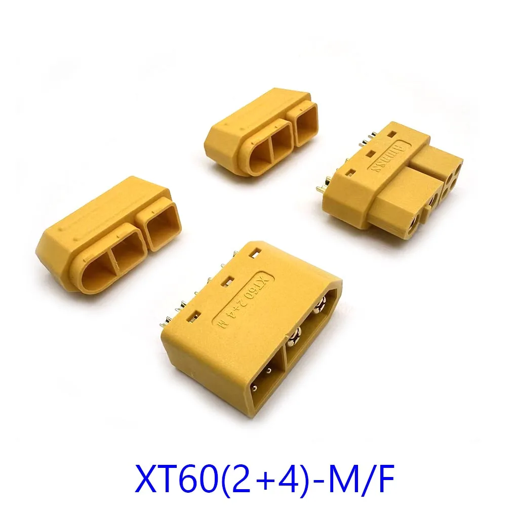 

5sets Genuine Amass XT60 (2+4) Male/ Female Plug with Signal Pin and Sheath Solder Wire Model Accessories