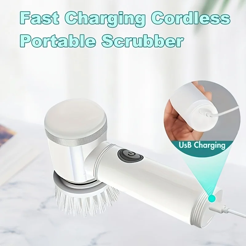 Wireless Electric Cleaning Brush Set Rechargeable Scrubbing Kitchen Bathroom Includes Versatile Heads Ideal Home Cleaning Tools