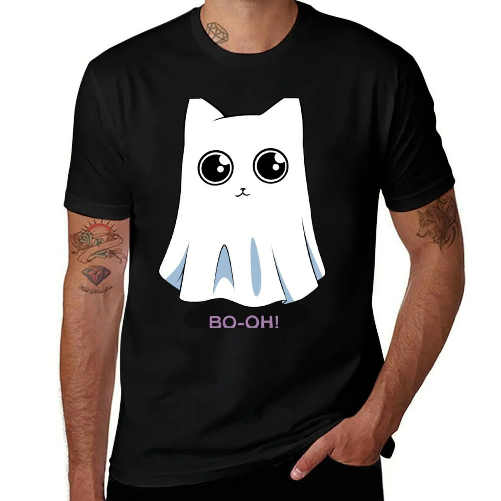 

GHOST CAT T-Shirt t shirts for man graphic tees men t shirt cotton 100% anime t shirts oversize T-Shirt