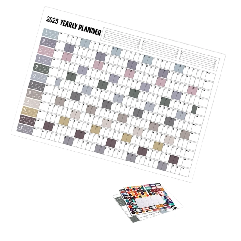2025 Yearly Planner 2025 Home Wall Calendar 50x30cm 2025 Full Year to View Calendar Home Office Work Organizers Planner