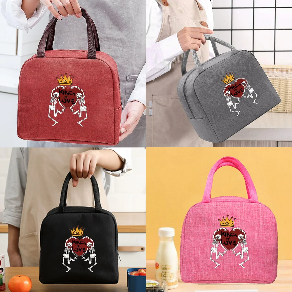 

Lunch Insulated Bag for Kids Portable Meals Thermal Food Picnic Bags Handbags Organizern King Love Pattern Unisex Bag Tote