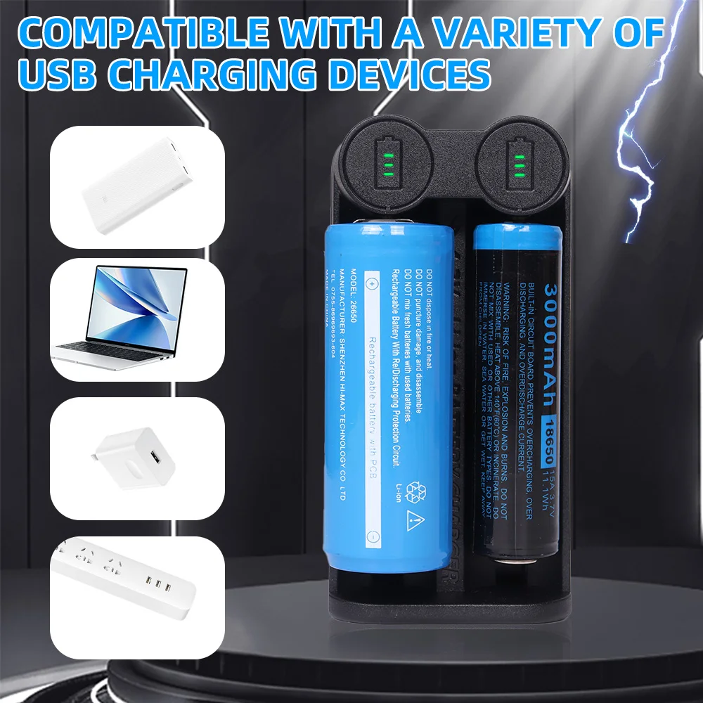 PowerKAN C2 for 3.6/3.7V Lithium Portable Battery Charger Powerbank Compatible with 14500/18650/26650/21700/21.etc