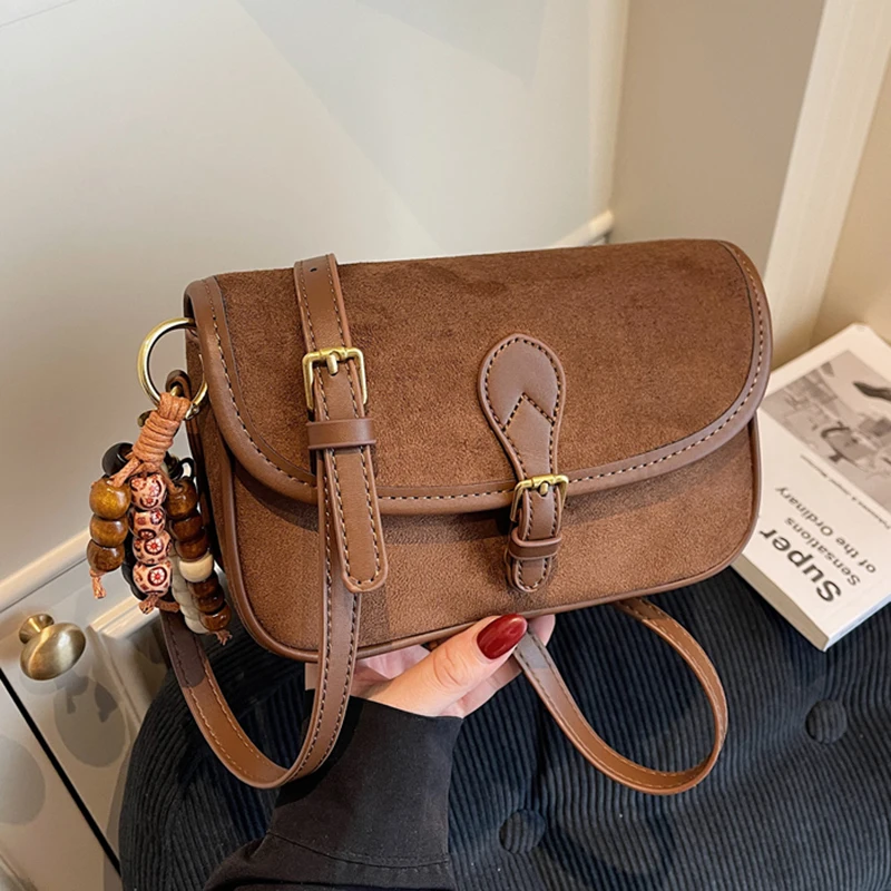 

New Ladies Vintage Saddle Bag Simple Commuter Crossbody Bag Soft Texture Bean Curd Square Bag Elegant Versatile Shoulder Bag