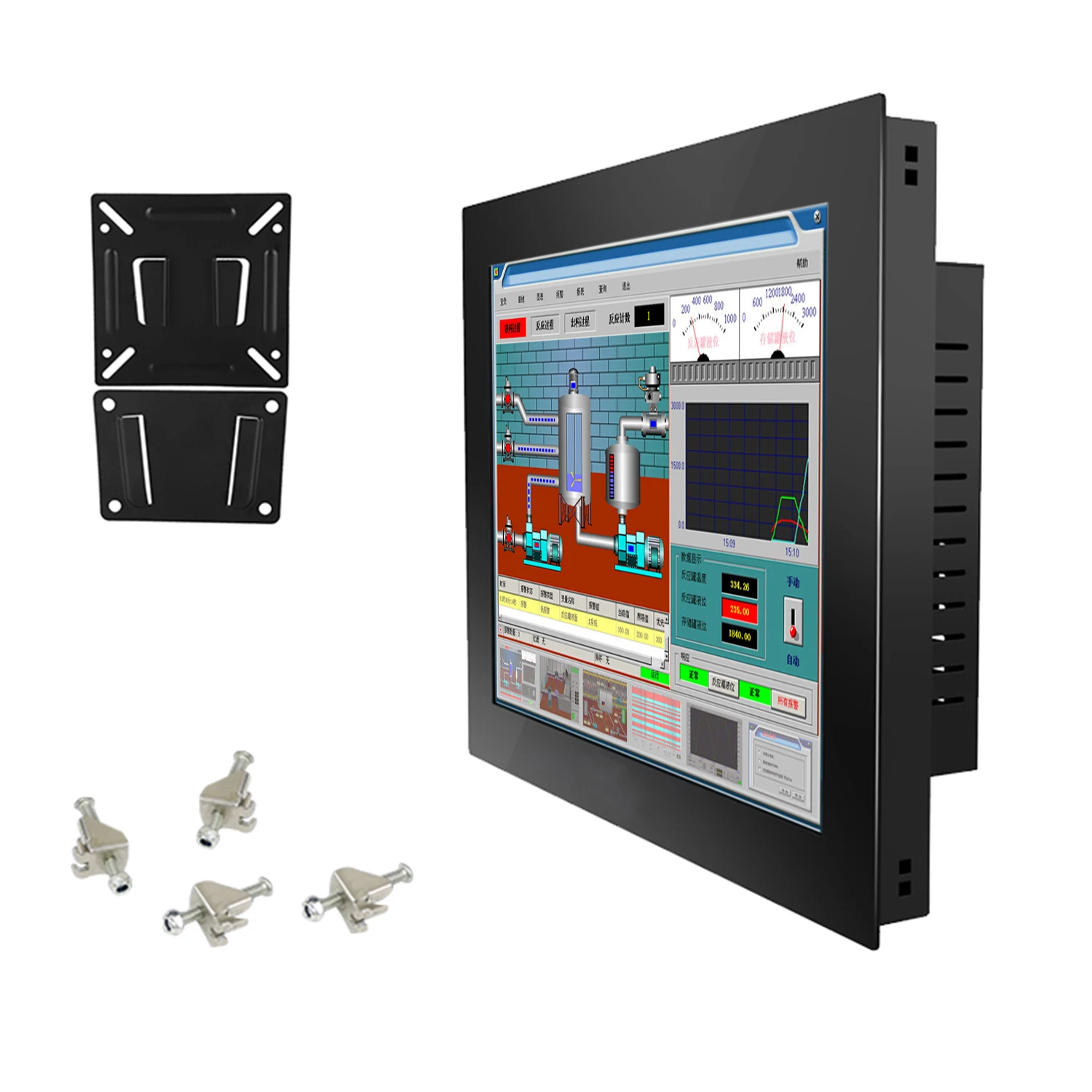18.5 21.5 19 23.6 Inch Industrial Desktop Computer Monitor Mini Host LCD Display with Resistive Touch Screen VGA Interface