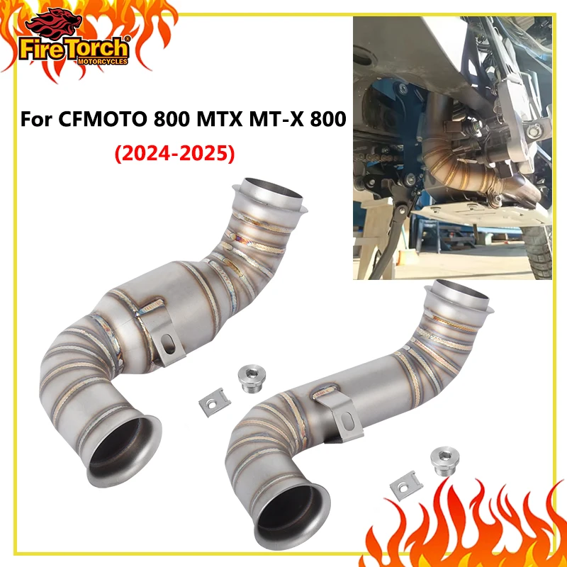For CFMOTO 800 MTX MT-X800 MTX800 2024 2025 Slip On Stainless Steel Middle Link Pipe Motorcycle Exhaust System Escape Muffler
