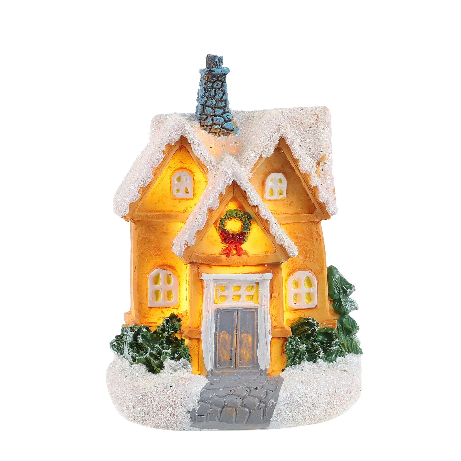 

Luminous Resin Miniature Christmas House Gentle Lighting Xmas Party Decors Snow Village Decor Christmas Village Houses