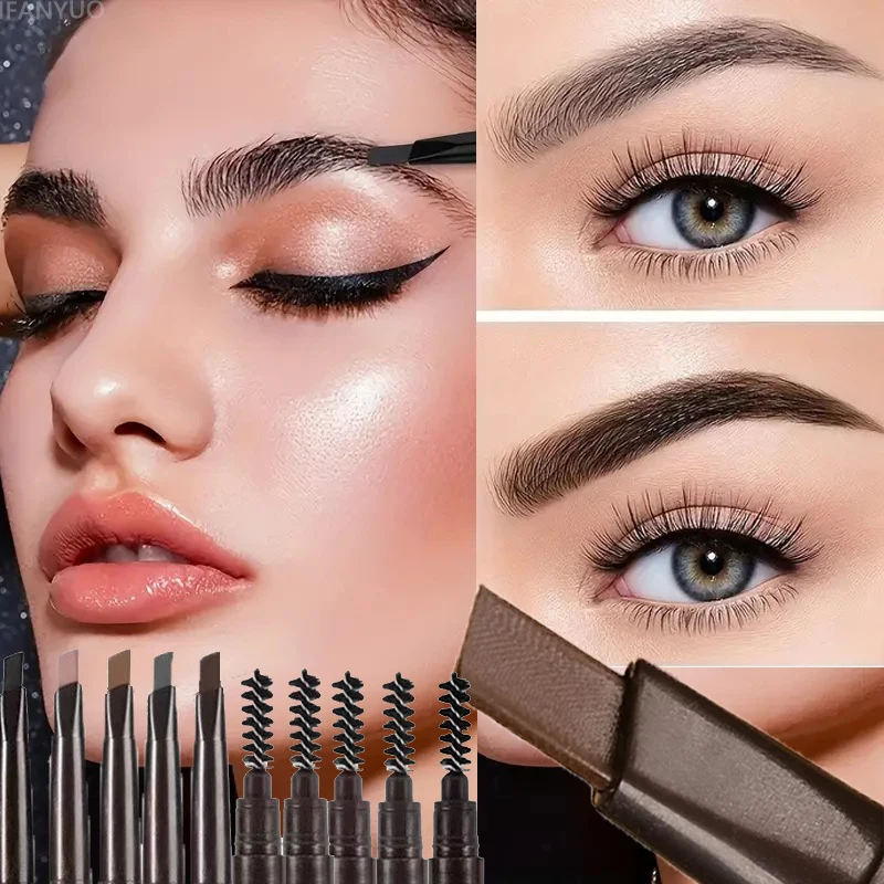 双頭アイブロウペンシル非常に細かい防水眉毛エンハンサー長期的な眉化粧品プロの眉メイク