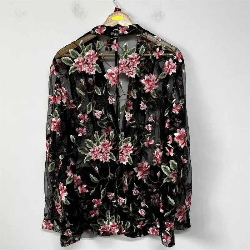 Floral Embroidery Sheer Mesh Male Blazer New Chinese Style Design Casual Men's Suit Jacket 2026 Summer New G5Y6