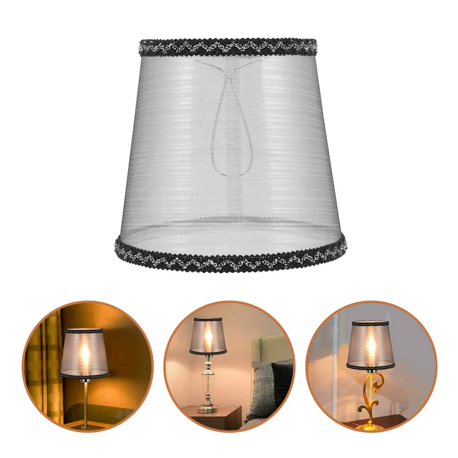 

Fabric Metal Chandelier Lampshade Small Clip on Lamp Shade Dustproof for Bedroom Living Room Office Ceiling Hanging Lamp