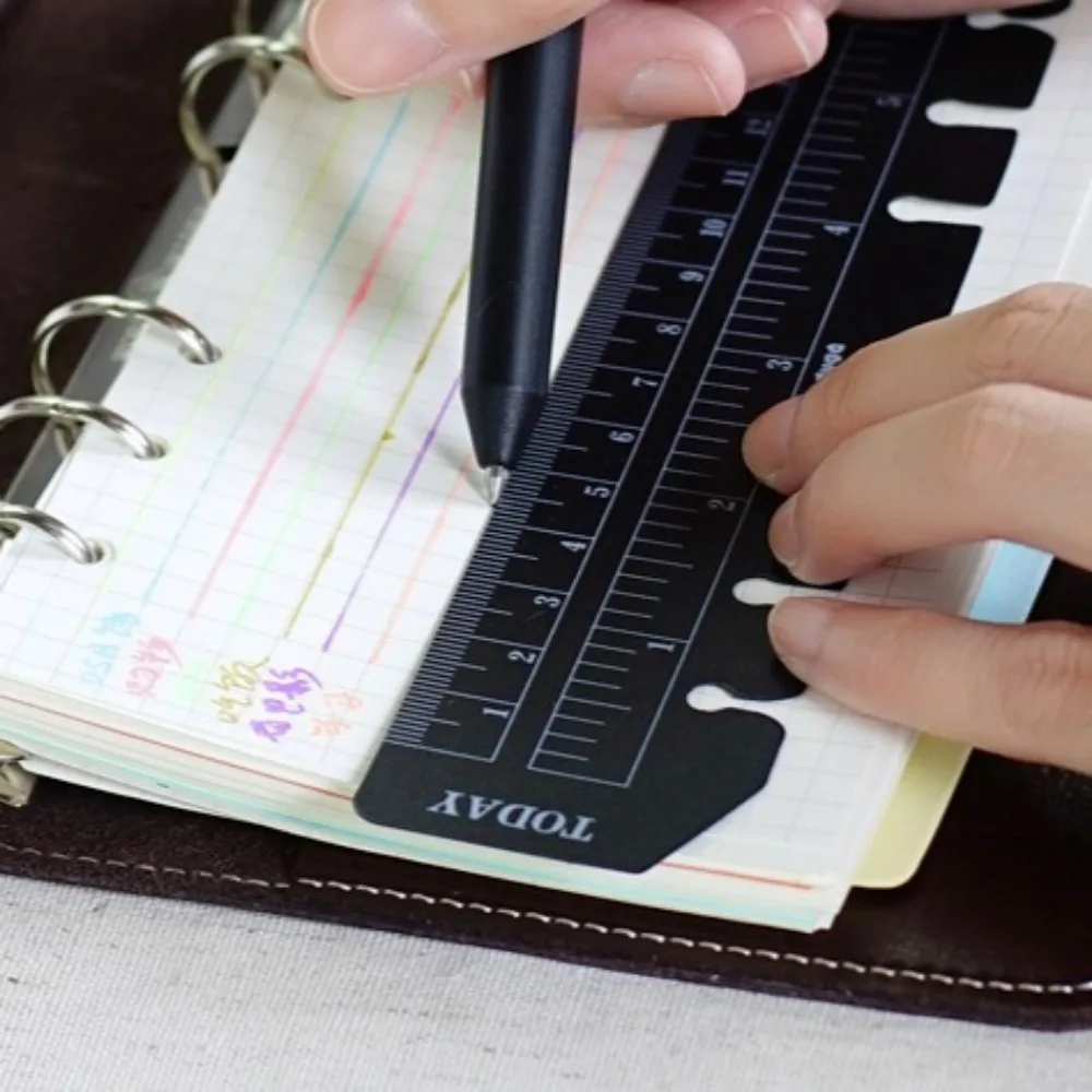 6 Hole A5 A6 A7 Bookmark Straight Ruler Children Math Drafting Drawing Ruler Clear Flexible Dividing Ruler