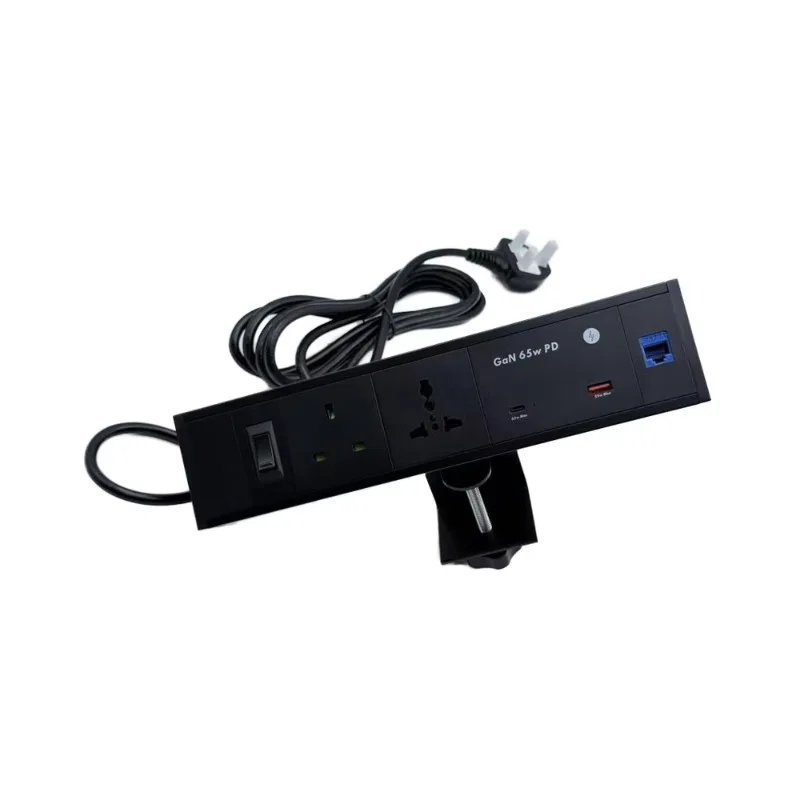 Industrial clip-on socket, aluminum alloy material, universal power supply, with switch USB & RJ45 network port