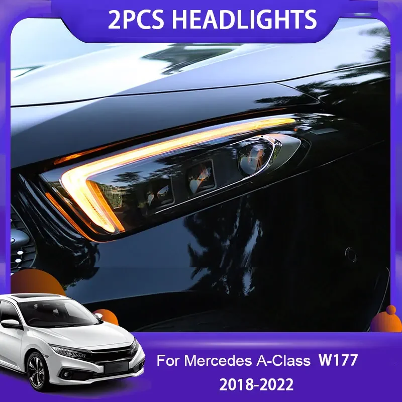 Car Style LED headlights for Benz A180 A200 A177 2018-2022 A180 head lamp LED DRL Lens Double Beam H7 HID Xenon bi xenon car lig