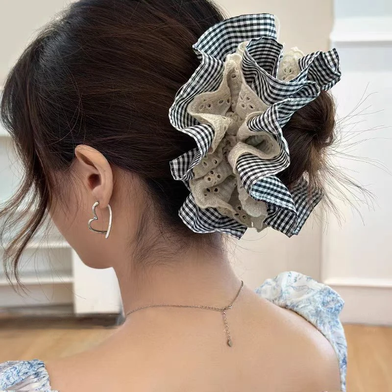 1 Stück Elegantes Spitzen-Doppelschicht-Haarband, Damen-Haarschmuck im neuen Stil, Hochwertiges Gekräuseltes Pferdeschwanz-Haarband – Detail 4