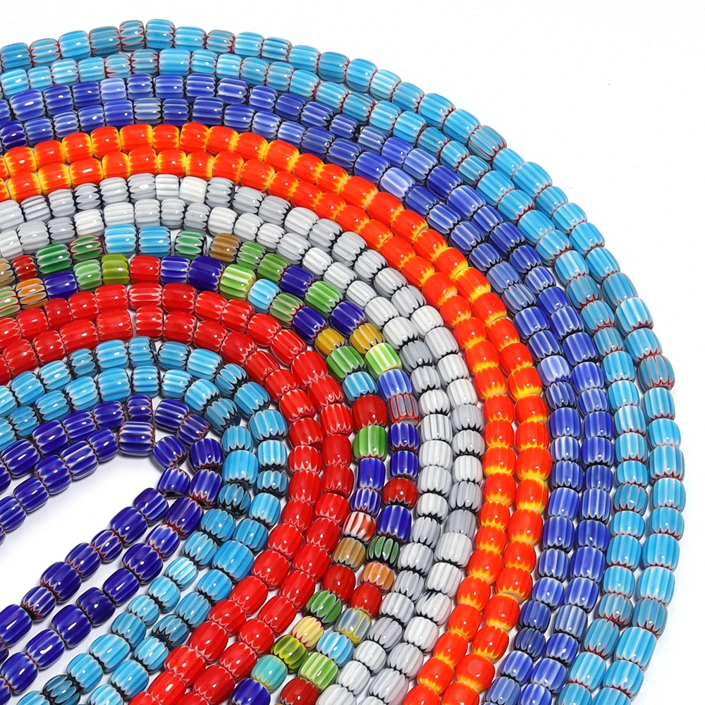 Louleur 1 Strang Kürbis gestreifte Perlen bunte Lampwork Perlen Glasperlen für Schmuck machen DIY Halskette Armbänder Zubehör – Detail 5
