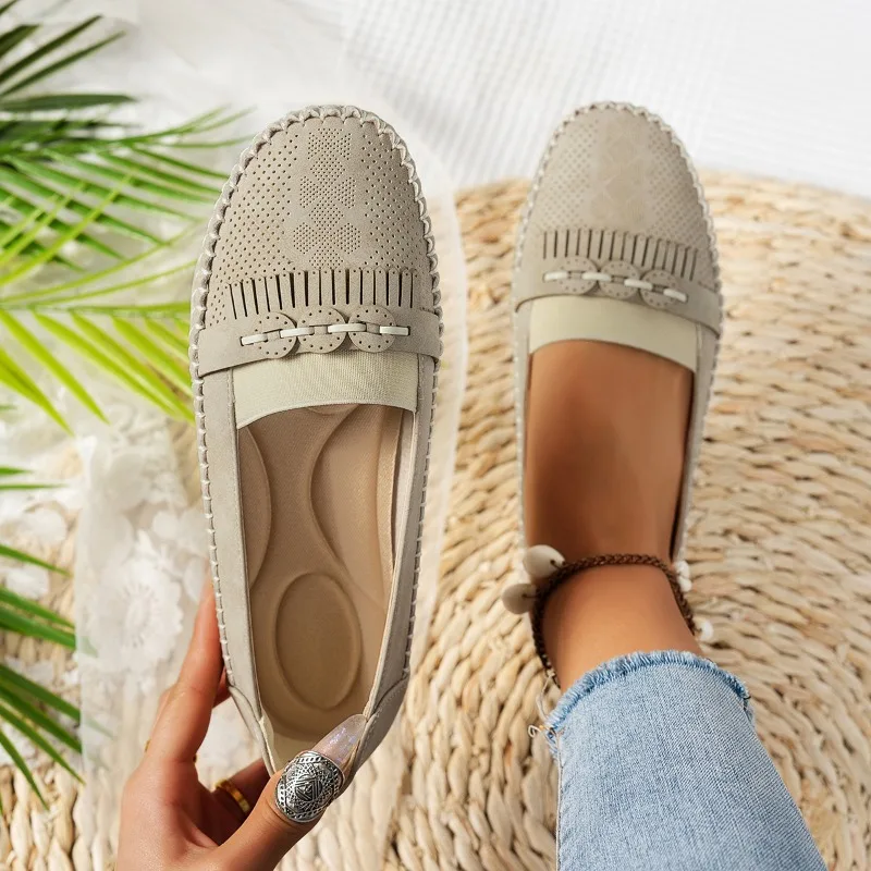 

Retro Style Women's Slip-On Casual Soft-Soled Bean Shoes Trendy Spring New Style Tassel Detail Comfortable Women Single Shoes