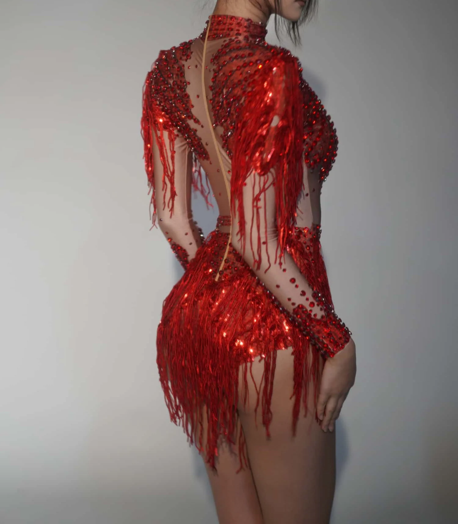 Xinniang Sexy Women Sparkly Sequins Tight Fitting Bodysuit Night Party Stage Wear Club Performance Dance Costume Birthday Outfit
