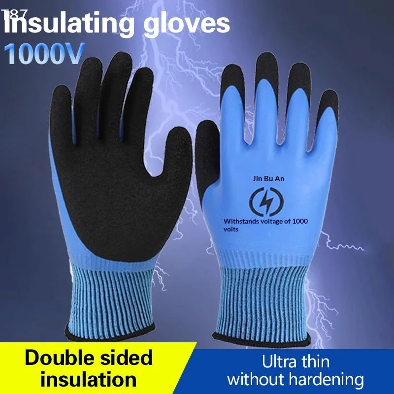 1 Pair Withstanding Voltage 1000V High Elasticity Glove Safety Protective Blue Electrician Insulating GlovesT Ing Q Store