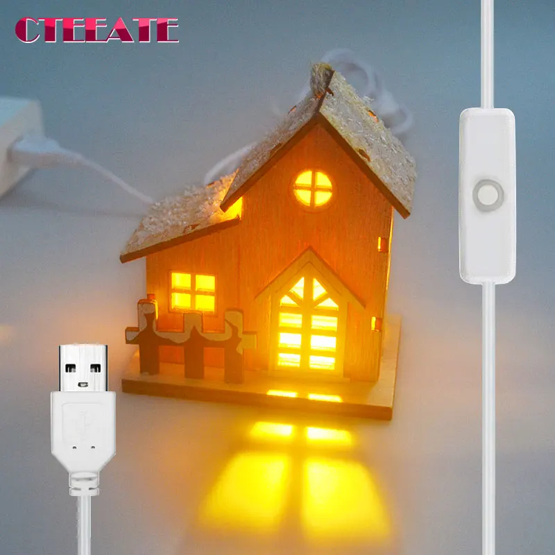 Christmas Decoration Village wooden House USB LED Light Kids Xmas Gift Lantern Garland Home Party DIY Deco New Year