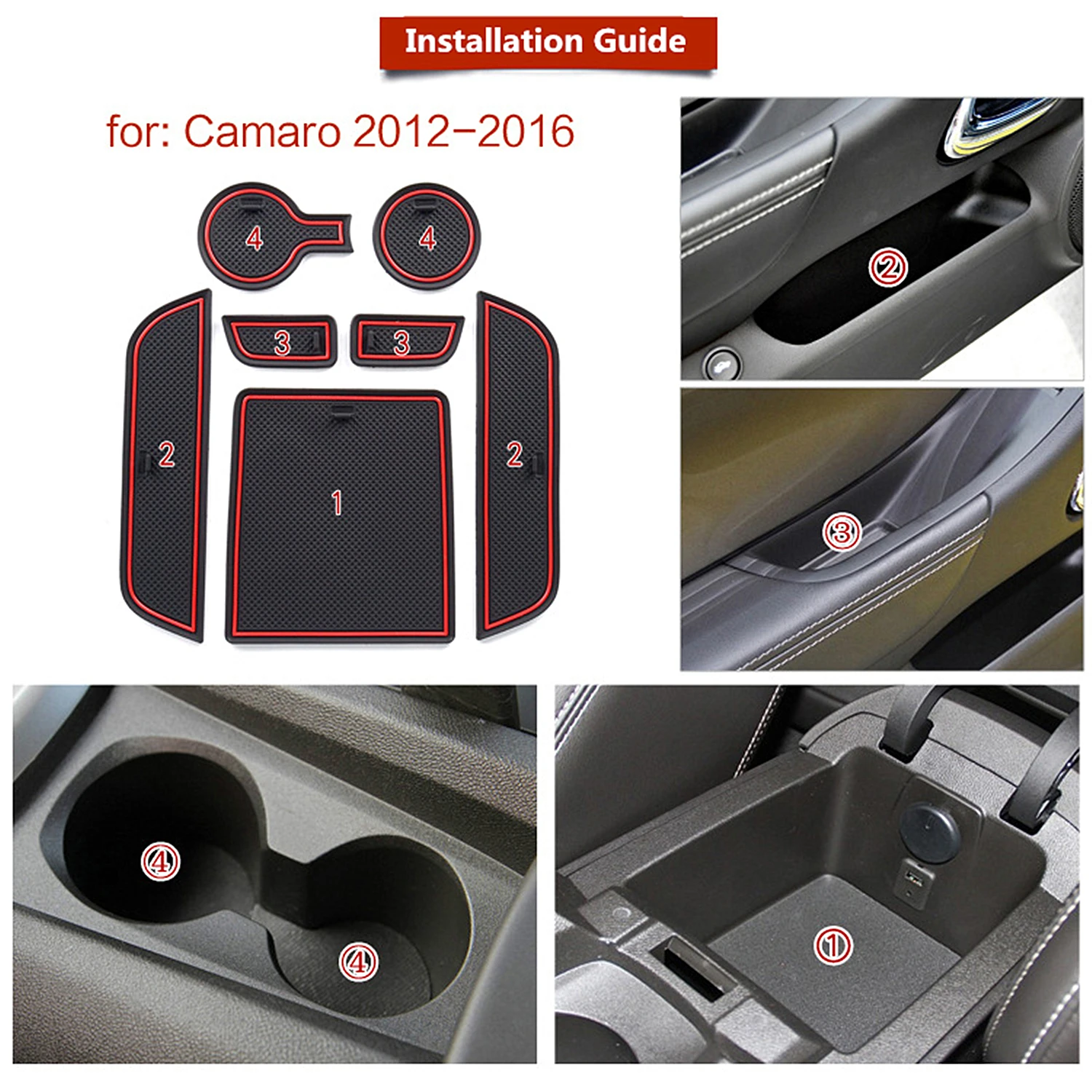 Gate Groove Mats for Chevrolet Camaro 2012-2016 Car Door Slot Pad Coaster Anti Slip Dustproof Rubber Mat Interior Accessories