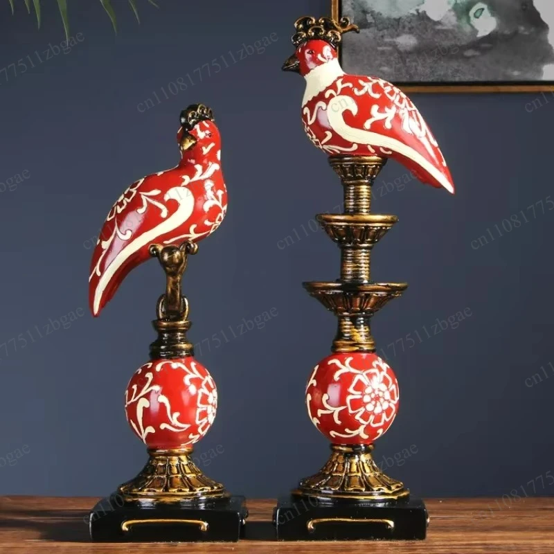 Resin Bird Statue American Classical Style, Elegant Ornament for Home Entry Room Decor