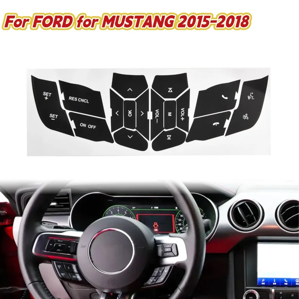 

For FORD For MUSTANG 2015-2018 Car Steering Wheel Control Button Repair Decals Stickers Steering Wheel Button Repair Sticker