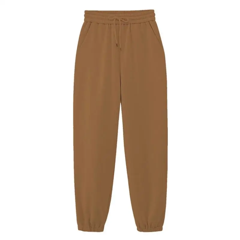 

Solid color bare board autumn and winter fashion drawstring elastic waistband ankle pants street hip-hop simple retro sweatpants