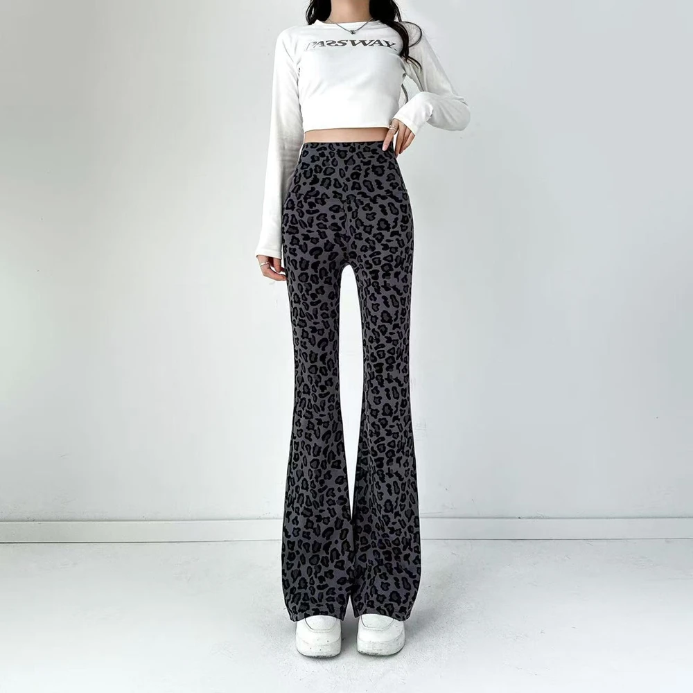Retro Sexy Leopart Damenhose mit hoher Taille, Schlaghose, Yoga-Pilates-Leggings, Damen Y2K Ästhetische Hose, Bell Bottoms – Detail 19