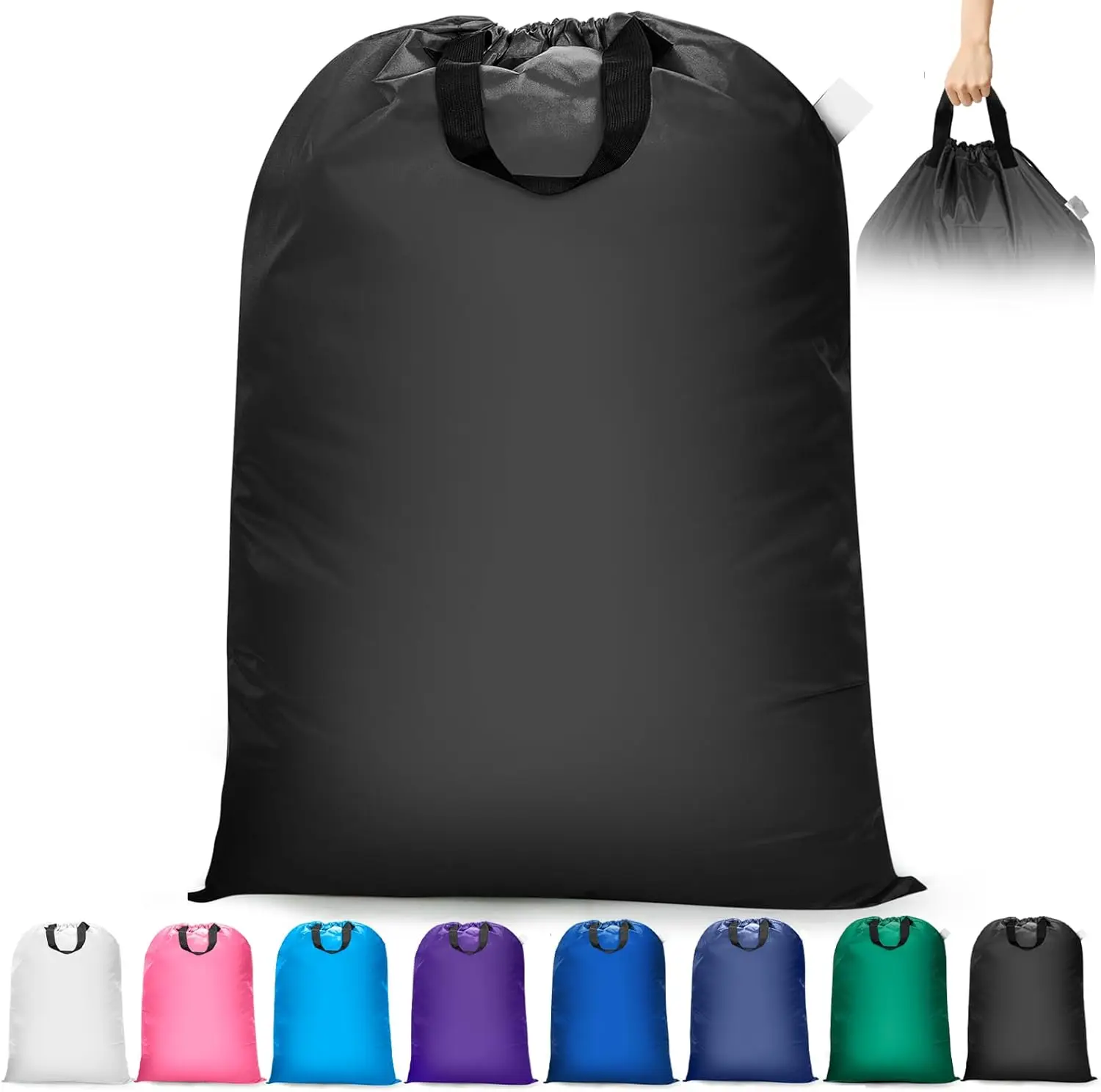 

Extra Large Laundry Bag With Handles, Heavy Duty, Travel Laundry Bag for Dirty Clothes, 28" x 40" (Black)
