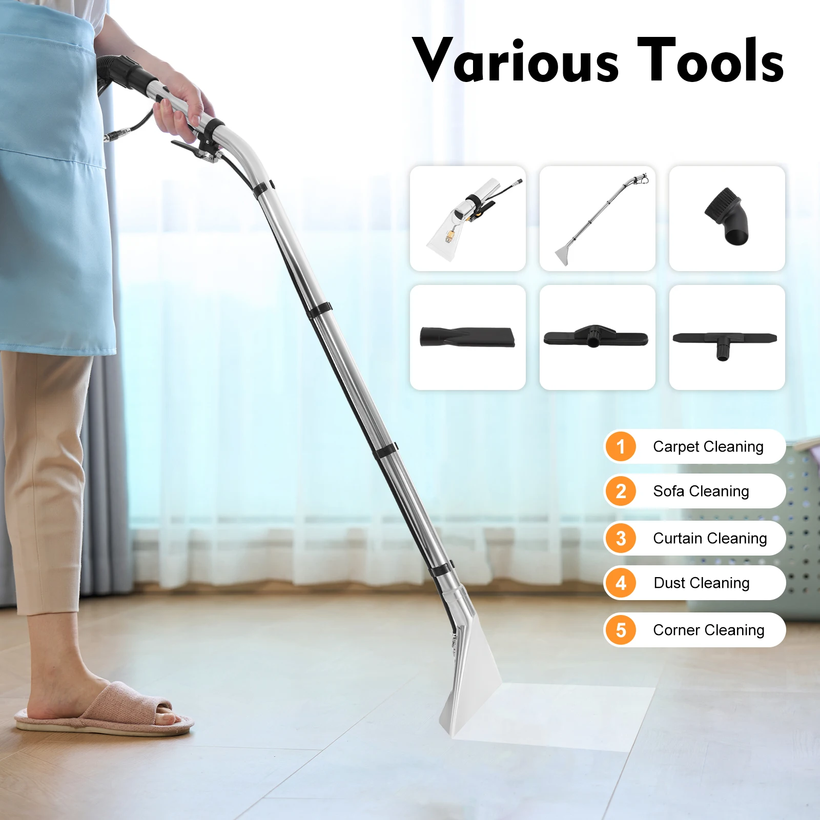 Limpador comercial de carpetes 40l/11gal, máquina de limpeza de piso multiuso 3 em 1, extrator resistente, máquina de lavar a vácuo