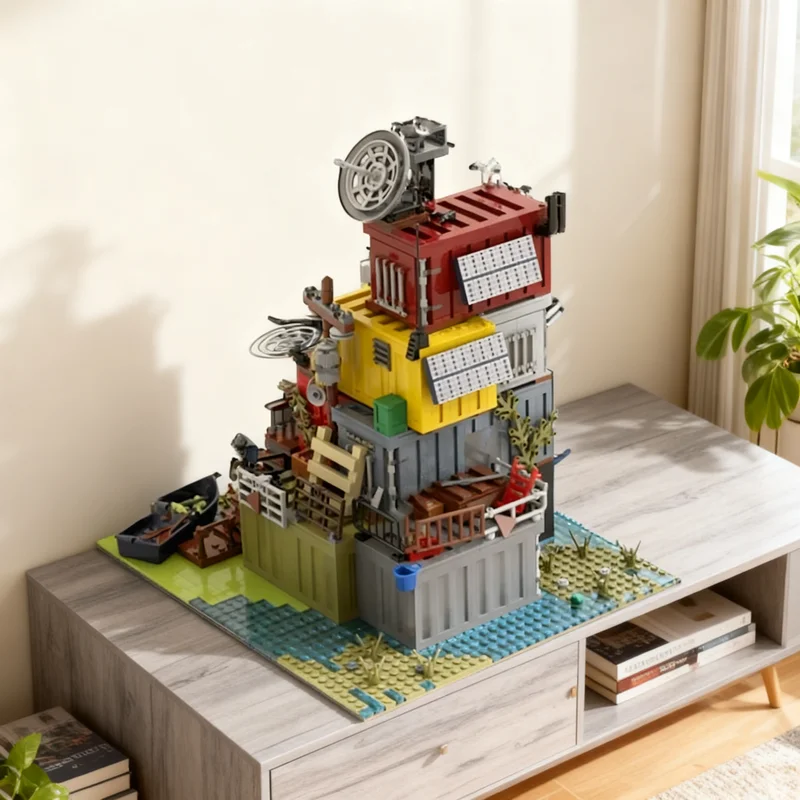 2184pcs MOC Post Apocalyptic Survivors Base On Docks Castle Model Building Blocks Toy Education Craft Brick Display DIY Art