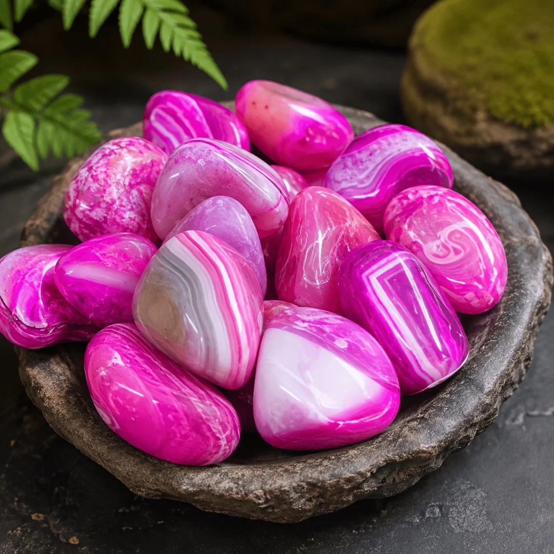 Rose Red Polished Agate, Rose Red Agate, Pink Banded Agate Cabochon, Unique Home Decor, High End Collectibles